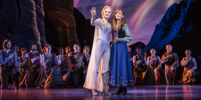 Photo credit: Samantha Barks (Elsa), Stephanie McKeon (Anna), Ensemble (Photo by Johan Persson)